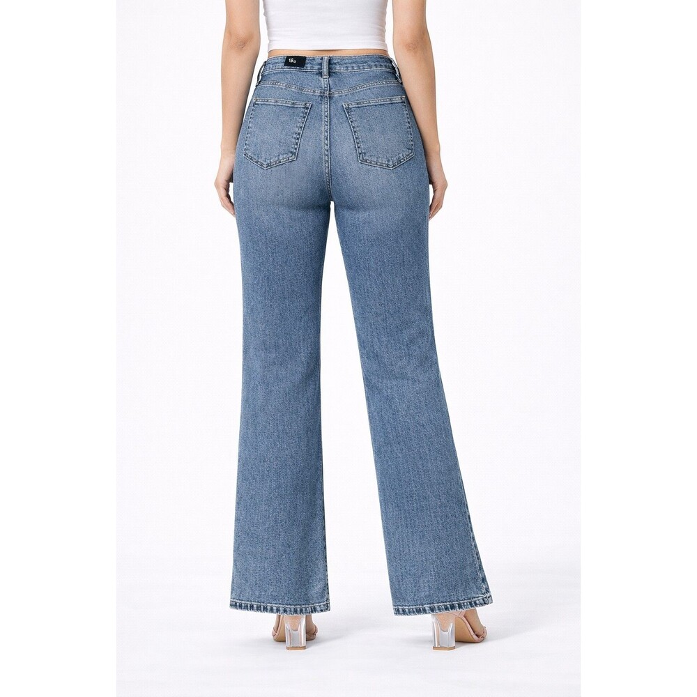 Women's Denim Jeans Reality Star Stretch Straight Wide Leg Jeans Size 15 - Picture 2 of 6
